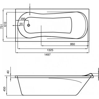 Santek Каледония 150х75 прямоугольная белая 1WH302383